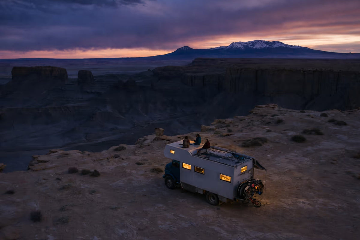 Campervan roof solar panel system used for off-grid electrical power